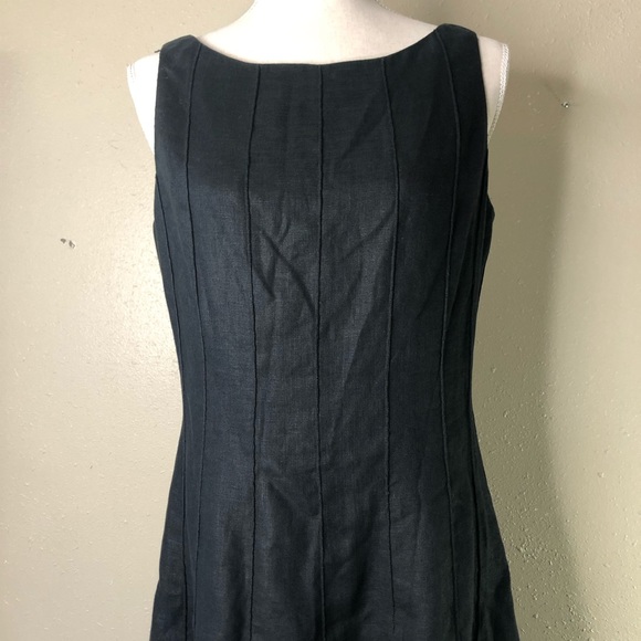 Anne Klein Black 100% Linen Pleated Dress Sz 12 - Picture 4 of 8